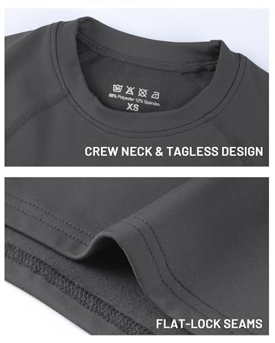 Runhit Youth Boys Compression Thermal Shirt Long Sleeve Fleece Base Layer Undershirt for Football Baseball Soccer Basketball