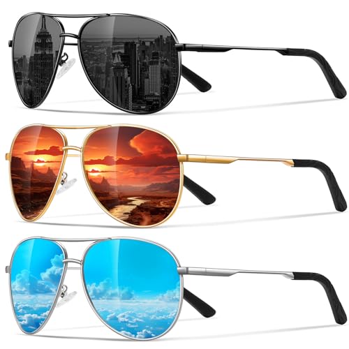 Eiuizah Polarized Aviator Sunglasses for Men Women- Classic Sun Glasses for Driving Fishing with UV Protection