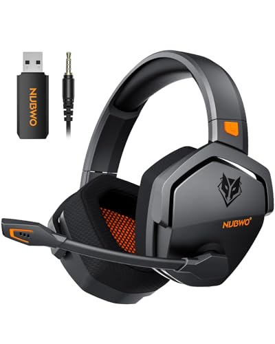 NUBWO Wireless Gaming Headset with Mic for Ps5 Ps4 PC, Zero Interference, 100-Hour Battery All-Day Play, 23ms Sync for Fo...