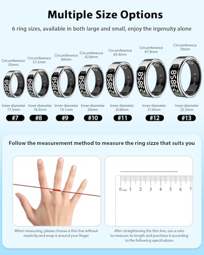 Smart Ring for Women Men, Health Fitness Tracker with Touchscreen Display, Heart Rate/Blood Oxygen/Sleep Monitor, Activity...