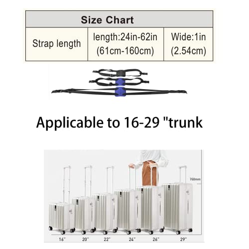 Luggage Straps Bag Bungee， Luggage Straps Suitcase Adjustable Belt，Add a Bag Easy to Travel Suitcase Elastic Strap Belt –...