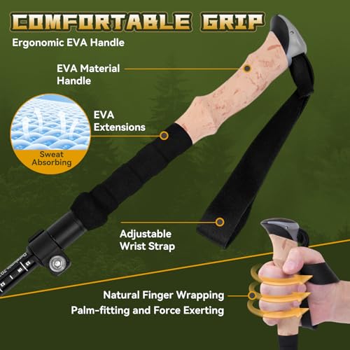 Thristride Trekking Poles Aviation Grade Aluminum Alloy-Strong Lightweight Collapsible Walking Sticks for Hiking Poles for...