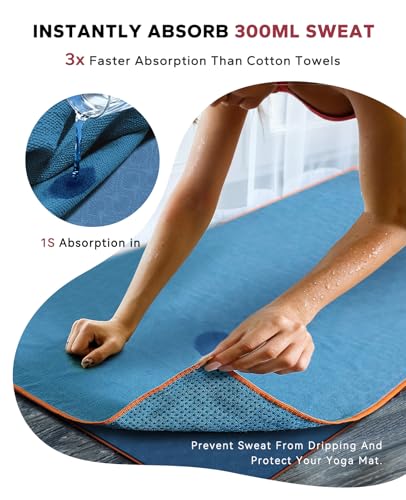 HAPBEAR 2 Pack Hot Yoga Towel - Non Slip Yoga Mat Towel with Grip Dot, Super-Absorbent, Soft Microfiber Towel for Hot Yog...