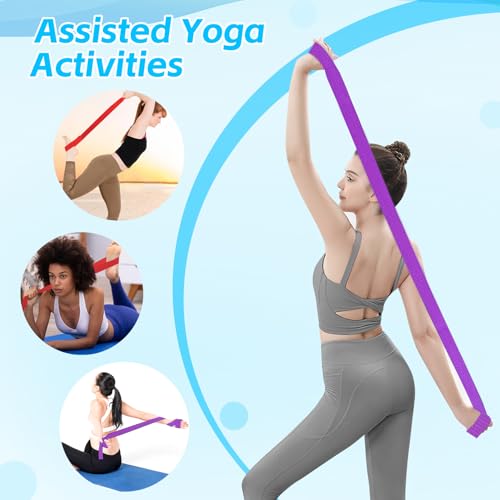 Extrapins 10 Pcs Yoga Strap for Stretching,8 Ft Exercise Adjustable Straps,Yoga Bands with Safe Adjustable D Ring Buckle,N...