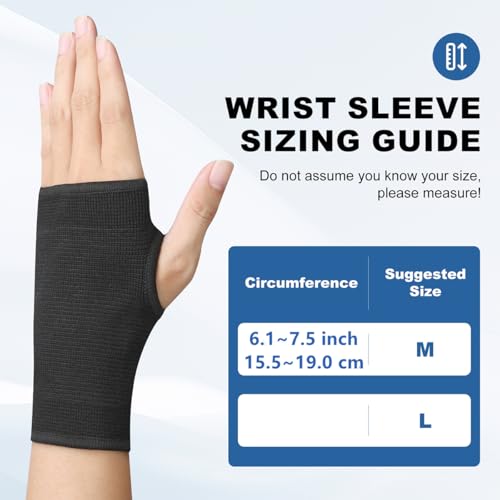 JUSDIQIR Palm Brace Wrist Support Sleeves (1 Pair), Everyday Use Wrist Brace, Compression Carpal Tunnel for Wrist Pain Rel...