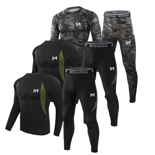 MEETYOO Thermal Underwear for Men Long Johns Fleece Lined Hunting Gear Bottom Top Set Base Layer Cold Weather