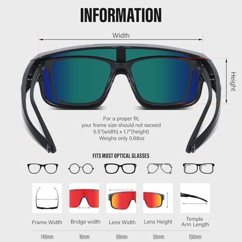 Fit Over Glasses Sunglasses for Men Polarized Sun Glasses Sports Wrap for Driving Cycling Running UV400 Protection
