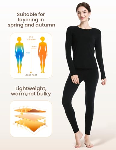 gagli Long Johns for Women - 2 Styles: 185g Lightweight Base Layer Set & 220g Micro-Fleece Lined Thermal Underwear