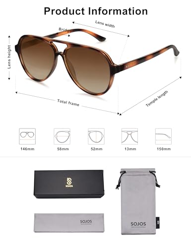 SOJOS Classic Polarized Aviator Sunglasses for Women Men, Retro Trendy Aviators Shades SJ2201