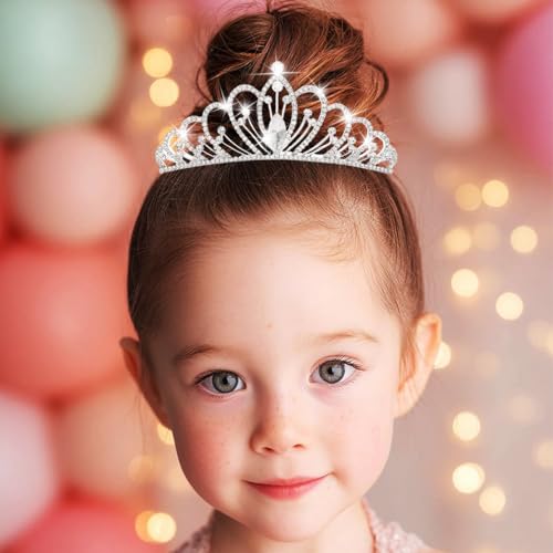 CAKURE Small Tiara Crown with Comb Silver Rhinestone Princess Tiaras Sparkly Hair Accessories for Women and Girls (a-silve...