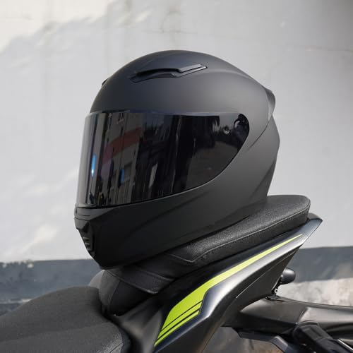 JQF Gear Full Face Helmet Black Motorcycle Motorbike Street Bike Racing Helmets for Adults WS-607 DOT Approved (with Black...