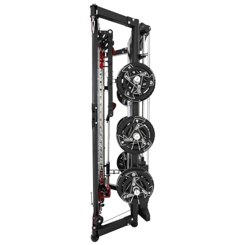 Altas Strength Folding Home Gym Smith Machine with Pulley System Gym Squat Rack Weight Bar Upper Body Strength Training Le...