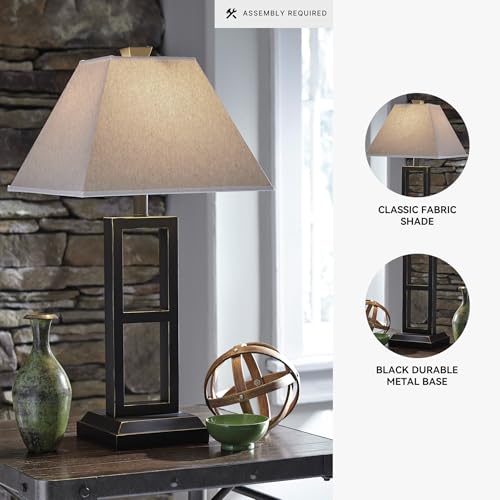 Signature Design By Ashley Deidra Set Of 2 Metal Table Lamps, 27.75, Black Finish, Modern Design, Model L318924