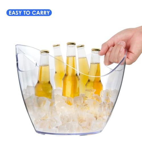 Ice Bucket Wine Bucket，Clear Acrylic 4 Liter Plastic Tub for Drinks and Parties, Food Grade, Perfect for Wine, Champagne o...