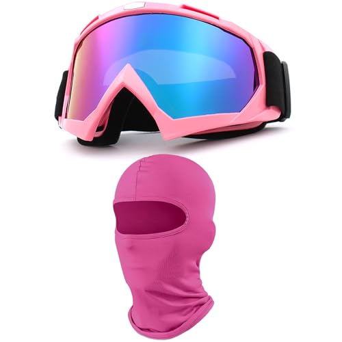 immoono Motorcycle Goggles with Face Mask, Windproof Dirt Bike Racing Ski Goggles Protective Safety Glasses with Balaclava