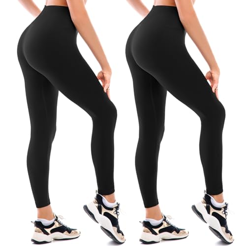 Walifrey Fleece Lined Leggings Women 2 Pack, Women's High Waisted Thermal Warm Winter Leggings for Workout
