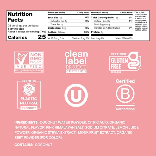 Cure Hydration | Plant-Based Electrolyte Drink Mix | No Added Sugar | FSA-HSA | Dehydration Relief Powder Made with Coconu...