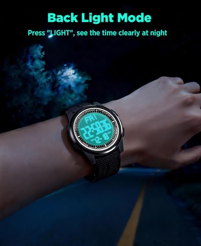 Beeasy Digital Watch Waterproof with Stopwatch Alarm Countdown Dual Time, Ultra-Thin Super Wide-Angle Display Digital Wris...