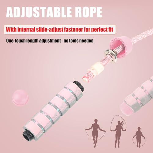 Jump Rope for Women & Men Adjustable Length Cotton Skipping Rope for Adults & Kids Workout Equipment for Weight Loss, Card...
