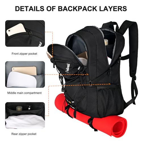 45L Hiking Backpack with Rain Cover, Lightweight Foldable Camping Backpack for Trekking, Water-Resistant Daypack with Hiki...