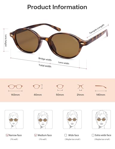 SOJOS Retro Oval Round Polarized Sunglasses Womens Mens, Small Chic Vintage Trendy Sunnies SJ2611