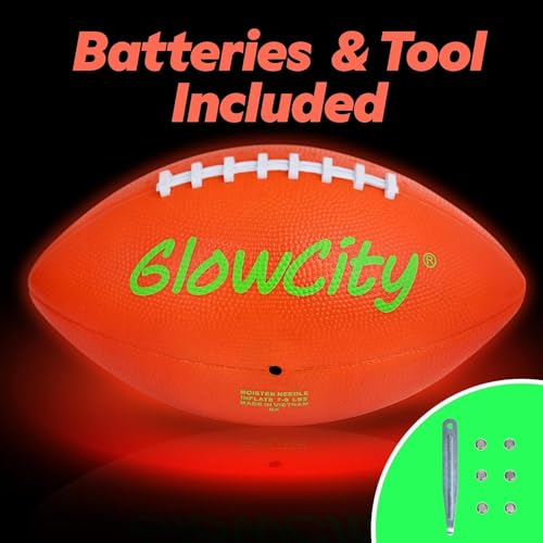GlowCity Glow in The Dark Football - Size 3/6 Light Up Ball Gifts for Kids, Junior & Teens - Bright Football for Night Out...