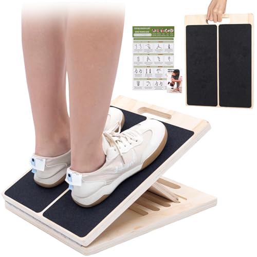 XCMVCN Slant Board for Calf Stretching, 5 Angle Portable Adjustable Calf Wooden Stretch Board with Training Poster, 300lb ...