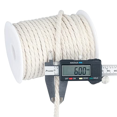 joycraft Macrame Cord, Off White Cotton Rope, 6mm x 32 Yard Natural White Cotton Macrame Rope, 3 Strand Twisted Cotton Str...