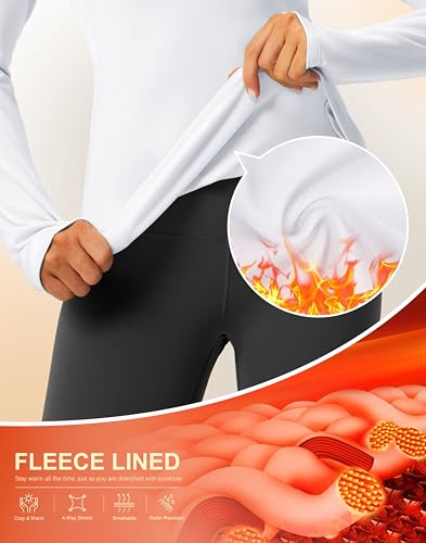 G Gradual Thermal Shirts for Women Long Sleeve Mock Neck Fleece Tops Running Workout Cold Weather Gear with Zip Pocket