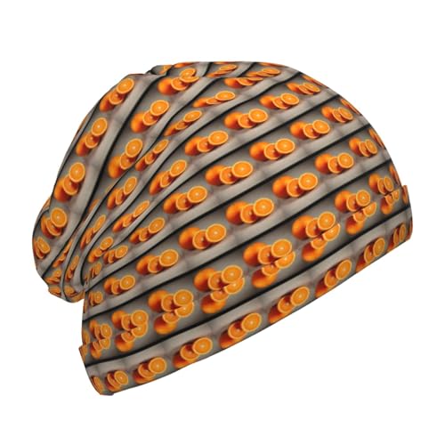 YANYU Orange Fruit Print Soft Beanie Winter Hat Warm Thermal Cap Headwear for Snow Play Outdoor Activities