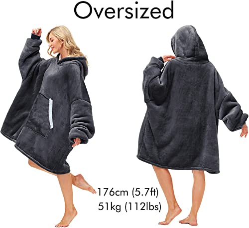 Kipswiza Oversized Wearable Blanket Hoodie Gifts for Women and Men, Cozy Warm Sherpa Big Hooded Blankets Sweatshirt for Fa...