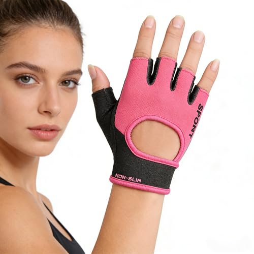 HinyBoeh Workout-Gloves for Men & Women - Fingerless Gym Gloves with Non-Slip Palm Breathable Lightweight for Weightliftin...