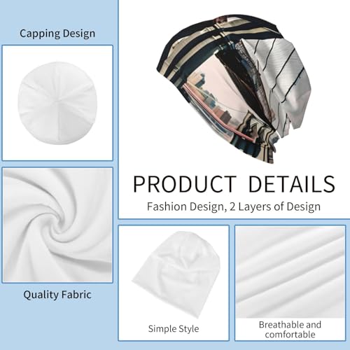 bnvaab Brooklyn Bridge S Print Beanie Hat for Men and Women Stretchy Slouchy Winter Warm Cap Headwear Accessory Black