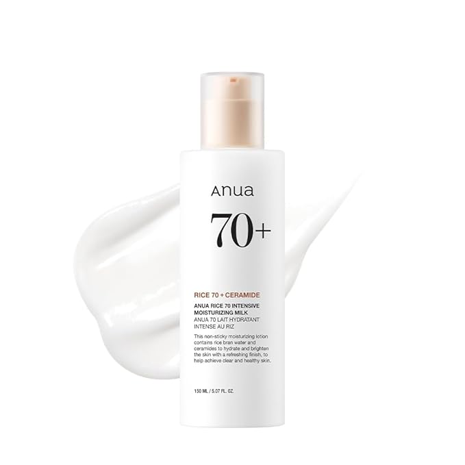 ANUA Rice 70 Intensive Moisturizing Milk, Hydrating Face Lotion, Niacinamide, Ceramides, All Skin Types, Sensitive, Skin M...