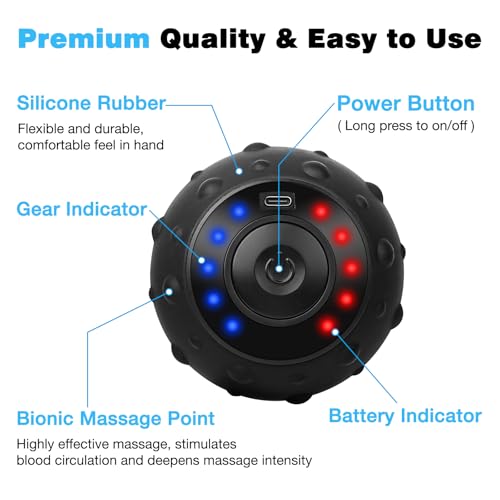 ProChosen Upgraded 5-Gear Vibrating Massage Ball, Rechargable Massage Vibrating Ball for Fitness, Training, Therapy and Re...