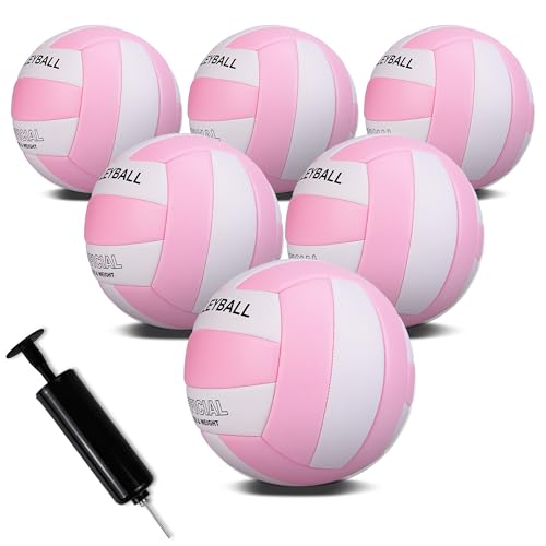 EVZOM 6 Pack Volleyballs Soft Beach Volleyball Official Size 5 for Outdoor/Indoor/Pool/Gym/Training Premium Volleyball Dur...