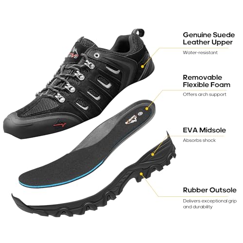 NORTIV 8 Men's Waterproof Hiking Shoes Leather Low-Top Hiking Shoes for Outdoor Trailing Trekking Camping Walking