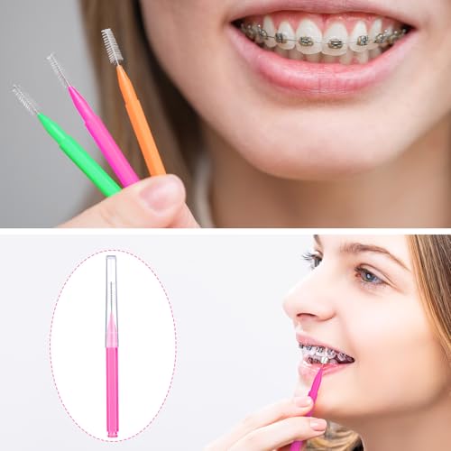 Patelai 100 Pieces Braces Brush for Cleaner Interdental Brush Toothpick Dental Tooth Flossing Head Oral Dental Hygiene Flo...