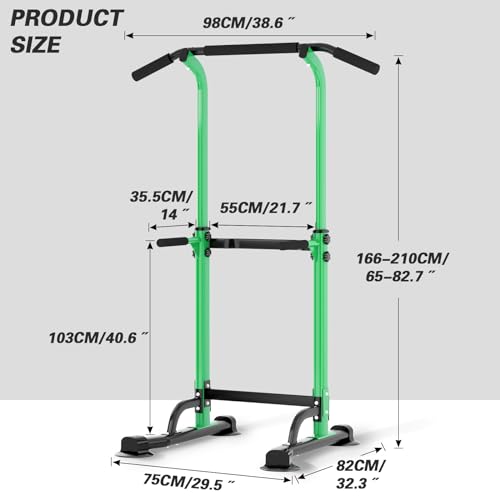 SogesPower Power Tower Dip Station Pull Up Bar for Home Gym Adjustable Height Strength Training Workout Equipment,Pull Up ...