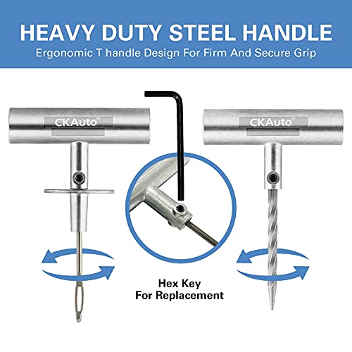CKAuto Universal Tire Repair Kit, Heavy Duty Car Emergency Tool Kit for Flat Tire Puncture Repair, 36 Pcs Value Pack, Tire...