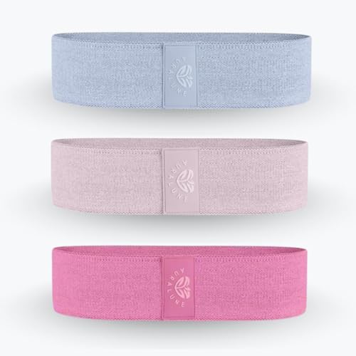 AuraLune Fabric Resistance Bands Set, 3 Colors with Carry Bag, Non-Slip Workout Bands for Legs and Glutes- Different streg...