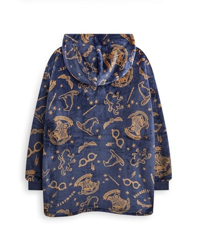 Harry Potter Girls Wearable Blanket Hoodie | Childrens Hooded Sherpa Fleece Pullover HP Hogwarts | Kids Sherpa Lined
