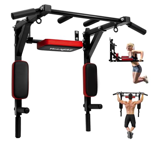 Yes4All Pull Up Bar Wall Mounted - Multifunctional Wall Mounted Pull Up Bar for Home Gym Workout Strength Training Equipment