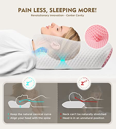 Osteo Cervical Pillow for Neck Pain Relief, Hollow Design Odorless Memory Foam Pillows with Cooling Case, Adjustable Ortho...