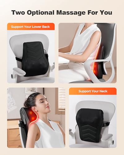OMASSA Shiatsu Neck Massager with Heat, 3D Kneading Back Massage Pillow for Pain Relief, Massagers for Neck and Back, Shou...