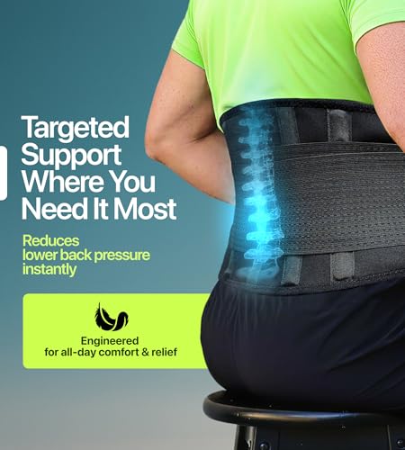 Elastic Lumbar Support Belt for Women & Men - The Most Effective Adjustable Back Brace for Herniated Disc Pain Relief, Hea...
