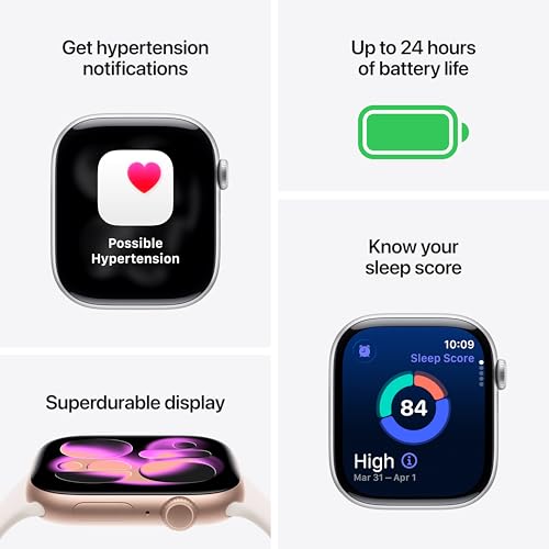 Apple Watch Series 11 [GPS 46mm] Smartwatch with Silver Aluminum Case with Purple Fog Sport Band - M/L. Sleep Score, Fitne...