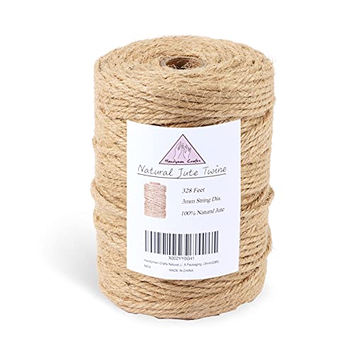 Handyman Crafts Natural Jute Twine Rope (1.5mm/2mm/3mm/6mm) Durable String for Handmde Crafts,Gardening Applications,Home ...
