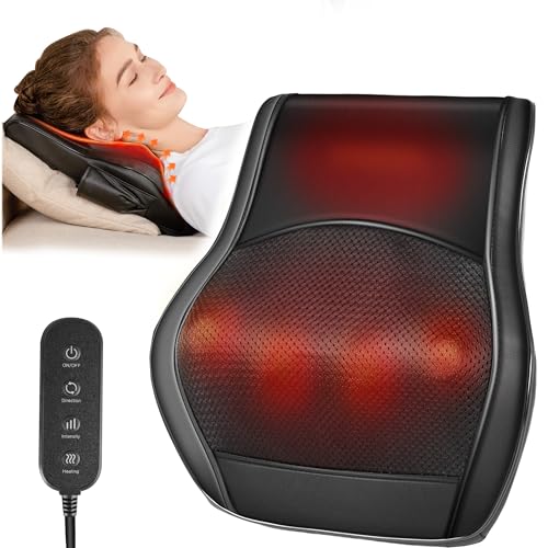 Neck and Back Massager for Pain Relief Deep Tissue with Heat, Shiatsu Shoulder Massager with Bi-Directional Rotating Head ...