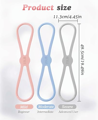 Geyynow 3 PCS Figure 8 Resistance Bands for Women, 15 Lbs & 25 Lbs & 35 Lbs Keep Resistance Band for Arm with Non-Slip Han...